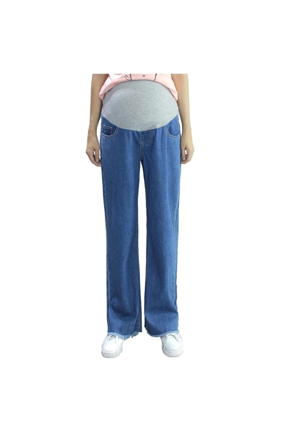Womens Maternity Jeans Straight Leg Relaxed Fit Over Belly Pregnancy Denim Work Pants Maternity Clothes with Pockets
