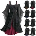 thumbnail image 1 of Hvyesh Womens Medieval Dress Vintage 3/4 Butterfly Bell Sleeve Victorian Gothic Dress Renaissance Lace-up Midi Dress 2025, 1 of 7
