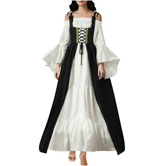 Hvyesh Womens Medieval Renaissance Costume Cosplay Over Dress Victorian Dress Vintage Gothic Dress