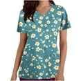thumbnail image 1 of Hvyesh Womens Nursing Scrub Tops Printed Working Uniform Short Sleeve V-Neck Workwear Blouse T-shirt with Pockets Womens Scrubs Summer, 1 of 4