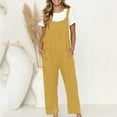 thumbnail image 1 of Hvyesh Womens Overalls Wide Leg Jumpsuits,Plus Size Linen Bib Overalls Summer Rompers Jumpers Loose Sleeveless Lounge Romper With Pockets, 1 of 9