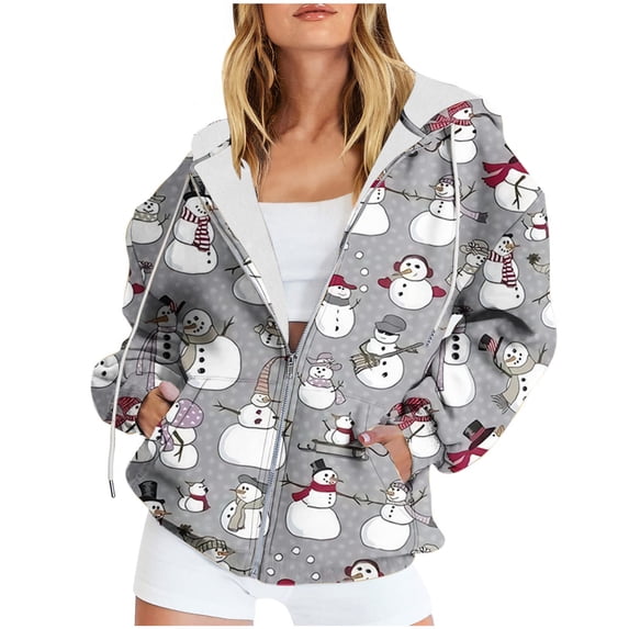 Hvyesh Womens Oversized Hoodies Sweatshirts Merry Christmas Zipper Jackets Coat 2023 Fall Long Sleeve Graphic Sweatshirt Coat Casual Holiday Outwear Coat