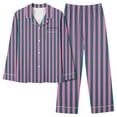 thumbnail image 1 of Hvyesh Womens Pajamas Stripe Pajama Sets Casual Long Sleeve Button Down Shirt and Pants Pjs Set Soft 2 Piece Loungewear Suit for Women Gifts for Valentine's Day, 1 of 7