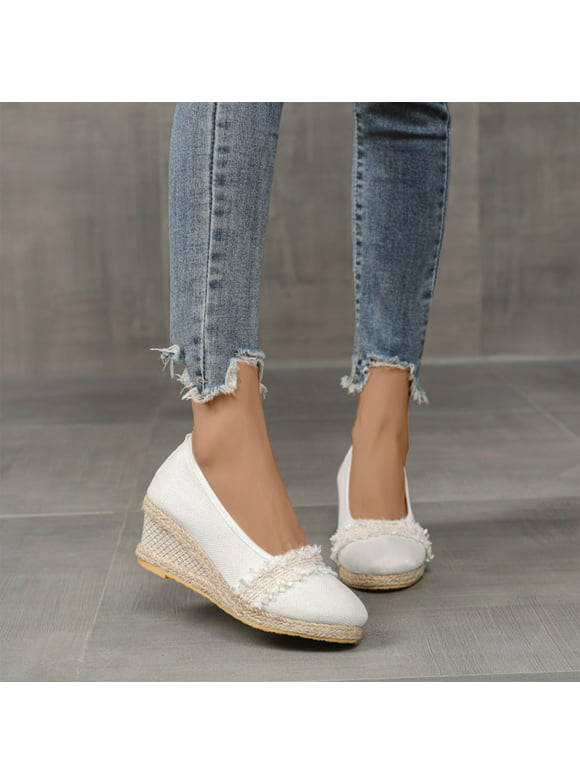 Hvyesh Womens Platform Sandals Casual Summer Close Toe Sandals Comfortable Slip On Sandals Trendy Wedding Sandal Size 7.5