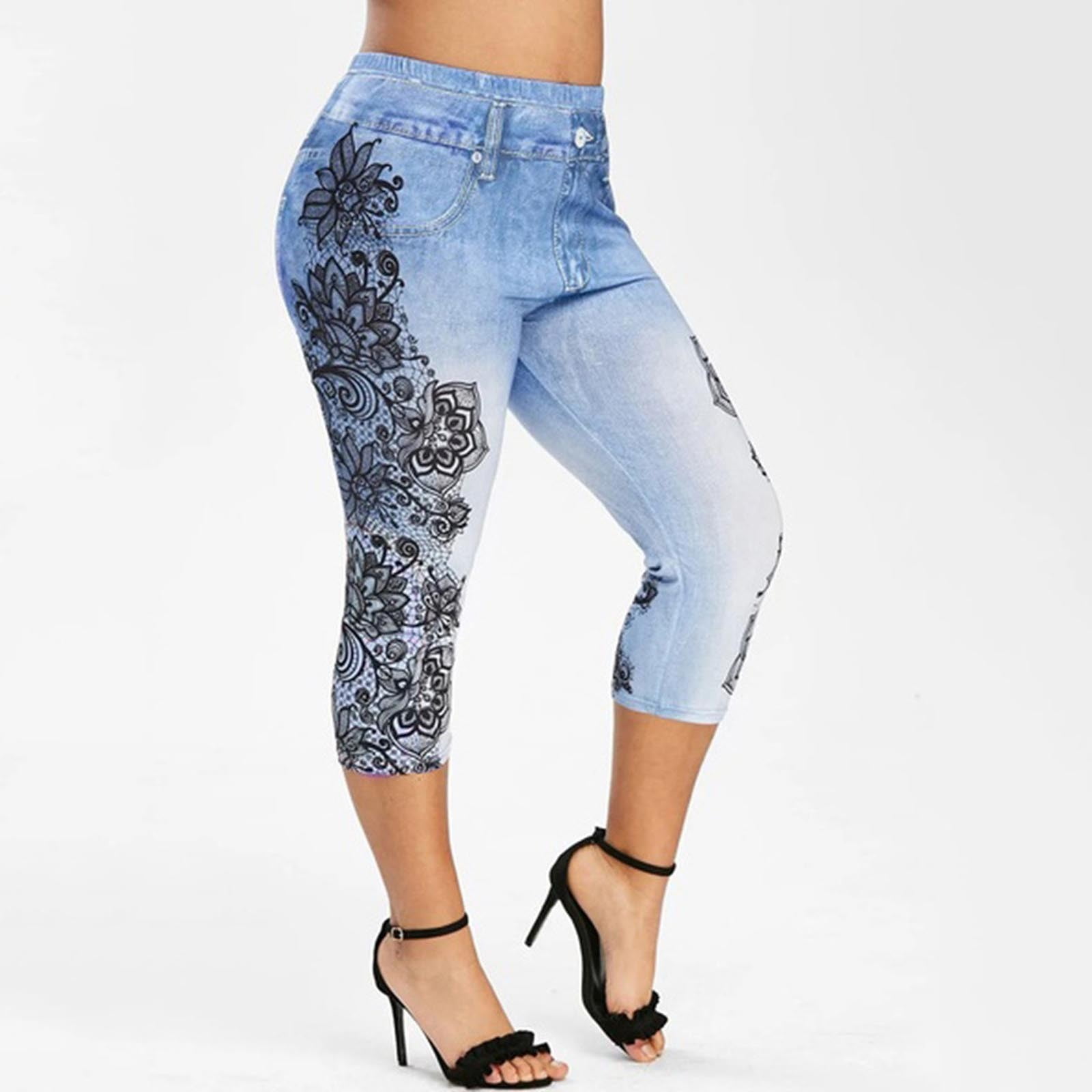Hvyesh Womens Plus Size Denim Skinny Jeans Mirco-Stretch High Waisted ...