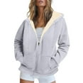 thumbnail image 1 of Hvyesh Womens Plus Size Hoodies Zip Up Sherpa Lined Fleece Jackets Cute Zip Up Sweatshirt Hooded Winter Coats With Pocket, 1 of 7