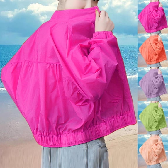 Hvyesh Womens Plus Size Sun Protective Jacket Lightweight Zip Up Athletic Jackets Stand Collar UPF 50+ Workout Outdoor Coat