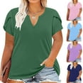 thumbnail image 1 of Hvyesh Womens Plus Size Tops Casual Short Sleeve Loose Fit V Neck Petal Sleeve Shirts Summer Tee Shirts Rebajas de verano, 1 of 5