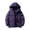 thumbnail image 1 of Hvyesh Womens Puffer Jacket Full Zip Quilted Hooded Bubble Coats Padded Jacket Long Sleeve Winter Warm Coat Pocket Purple XL, 1 of 3