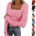 thumbnail image 1 of Hvyesh Womens Ribbed Square Neck Top,Long Sleeve Slim Fit Basic Shirt for Women Casual Crop Tee Y2K Going Out Base Layer Tops, 1 of 10