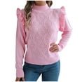 thumbnail image 1 of Hvyesh Womens Ruffle Trim Sweater Trendy Mock Neck Long Sleeve Sweaters Warm Knit Pullover Sweaters, 1 of 8