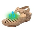 thumbnail image 1 of Hvyesh Womens Sandals Flip Flops for Women,Soft Leather Closed Toe Vintage Anti-Slip Sandals For Women High-quality Beige US 8.5, 1 of 4