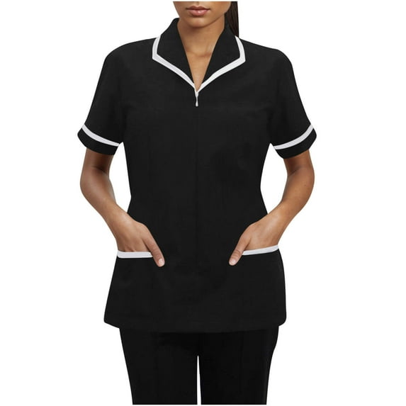 Hvyesh Womens Scrubs Tops 2025 Short Sleeve V Neck Tunic Nursing Working Uniform Slim Fit Button Downs Scrubs Tops