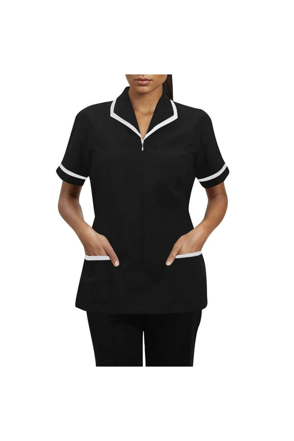 Womens Scrubs Tops 2025 Short Sleeve V Neck Tunic Nursing Working Uniform Slim Fit Button Downs Scrubs Tops