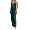 thumbnail image 1 of Hvyesh Womens Sequin Rhinestone Romper Wrap V Neck Sleeveless Jumpsuit Clubwear Bodysuit Elegant Party Prom Romper, 1 of 6