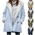 thumbnail image 1 of Hvyesh Womens Sherpa Lined Jackets Plus Size Winter Fuzzy Fleece Hoodie Sweatshirt Casual Soft Cozy Horn Button Down Coats, 1 of 5