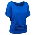 thumbnail image 1 of Hvyesh Womens Short Sleeve Boat Neck Side Shirring Dolman Drape Top Plus Size Solid Blouse Slim Fit Business Work Tee Shirt, 1 of 5