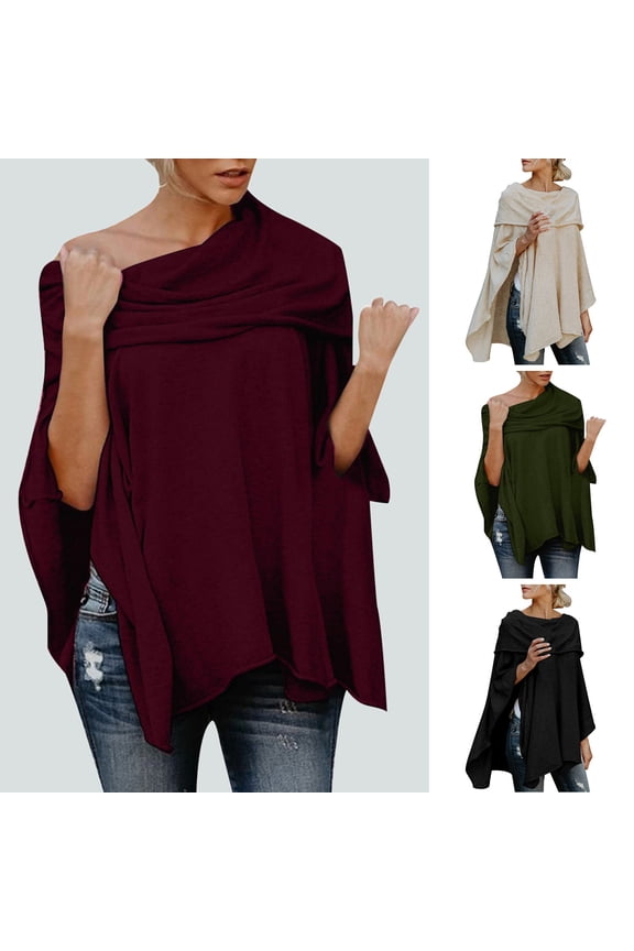 Womens Soft Knit Tops Dressy Cold Shoulde Versatile Shawl Wrap Scarf Poncho Gangas