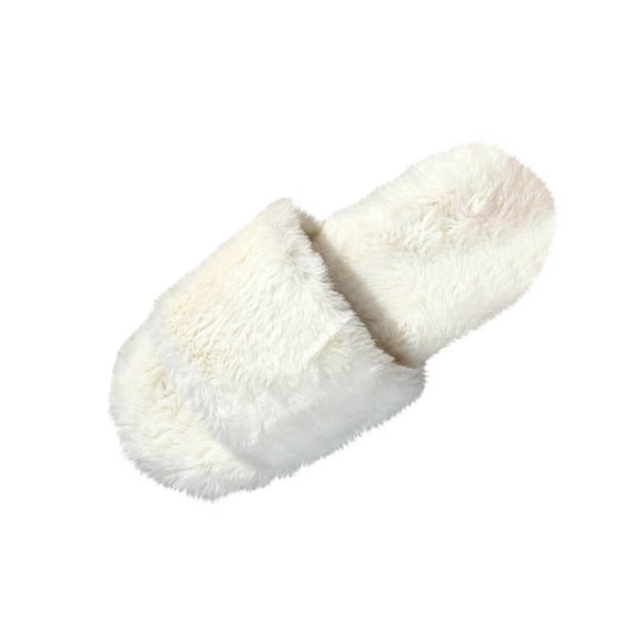 Hvyesh Womens Soft Plush Fuzzy Slippers Open Toe House Bedroom Shoes Indoor Outdoor Slipper
