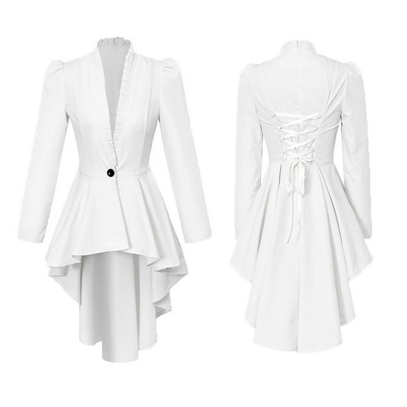 Hvyesh Womens Steampunk Victorian Jacket Coat Medieval Vintage Gothic Tailcoat Long Sleeve Tuxedo Shirt