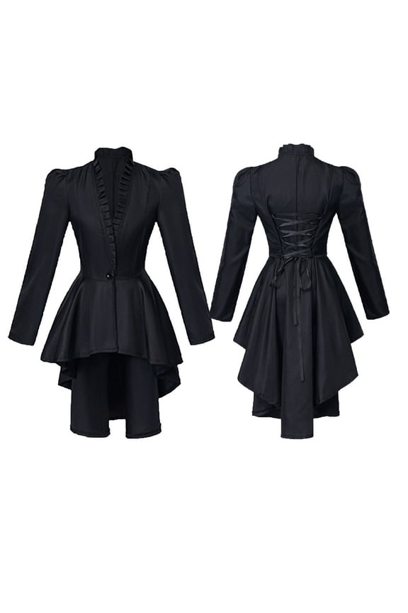 Womens Steampunk Victorian Jacket Coat Medieval Vintage Gothic Tailcoat Long Sleeve Tuxedo Shirt