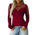 thumbnail image 1 of Hvyesh Womens Strappy Cold Shoulder Tops Casual Rhinestone Cut Out T Shirts Long Sleeve Crewneck Sparkle Blouse, 1 of 4