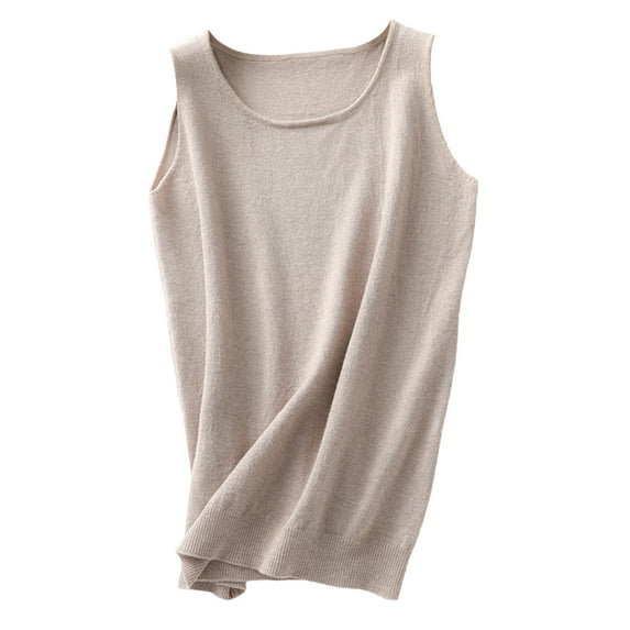 Hvyesh Womens Tank Tops Loose Fit Scoop Neck Sleeveless Tops Casual Flowy Vest Shirt 2025 Summer Cloths Khaki,M