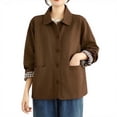 thumbnail image 1 of Hvyesh Womens Trench Coat Oversized Fall Barn Jacket Lapel Collar Solid Windproof Overcoat Fall Coat for Ladies, 1 of 8
