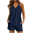 thumbnail image 1 of Hvyesh Womens Two Piece Short Sets Summer V Neck Travel Outfits Sleeveless Lounge Sets Lightweight Cozy Pajamas Set, 1 of 7