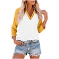 thumbnail image 1 of Hvyesh Womens V Neck 3/4 Sleeve T Shirts Casual Raglan Shirts Summer Color Block Tees Shirts Loose Fit Tunic Tops Fall Pullover, 1 of 4