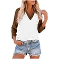 thumbnail image 1 of Hvyesh Womens V Neck 3/4 Sleeve T Shirts Casual Raglan Shirts Summer Color Block Tees Shirts Loose Fit Tunic Tops Fall Pullover, 1 of 4