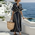 thumbnail image 1 of Hvyesh Womens V-Neck Maxi Dresses Loose-Fit Striped Sundresses Flowy Boho Beach Dress Summer Casual Vacation Wear Long Dress, 1 of 10