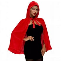 Hvyesh Womens Velvet Little Red Riding Hood Cape Halloween Christmas Short Cloak Fairytale Costume