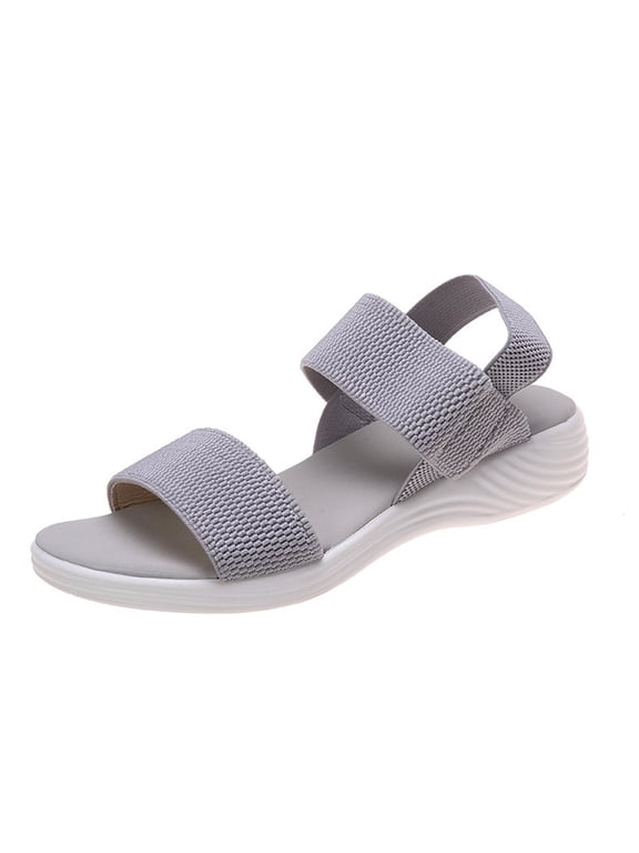 Womens Walking Sandals Shoes,Summer Elastic Backstrap Open Toe Platform Sandal,Casual Lightweight Beach Sandals