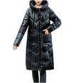 thumbnail image 1 of Hvyesh Womens Water-Resistant Hooded Puffer Coat Winter Long Hooded Jacket Warm Long Sleeve Baggy Long Coats Quilted Jackets with Pockets, 1 of 7