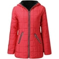 thumbnail image 1 of Hvyesy Womens Winter Coats Warm Fleece Line Zipper Hooded Puffer Jackets Soft Quilted Thermal Snow Parka Casual Long Sleeve Padded Jacket Red,XL, 1 of 4