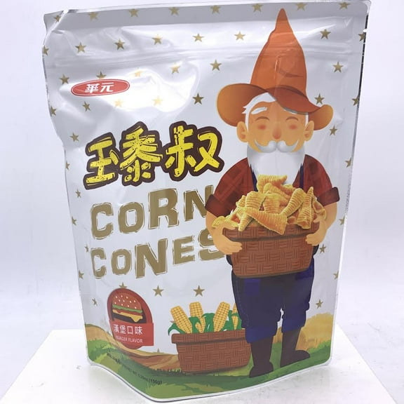 Hwa Yuan Corn Cone Chips - Burger flavor 150g