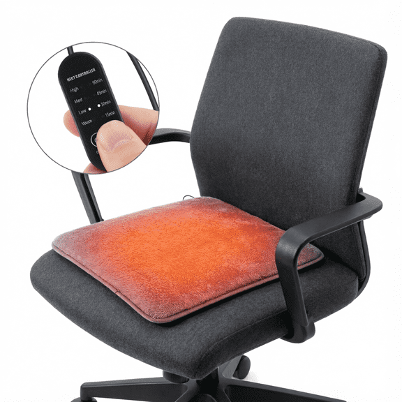 Hwallkare USB Heated Seat Cushion, 4 Heat Levels & 4 Timer Settings, 5V Portable Electric Heated Chair Pad, Soft Plush Washable Winter Seat Warmer for Car Office Chair Home Sofa (14.5"14", Gray)