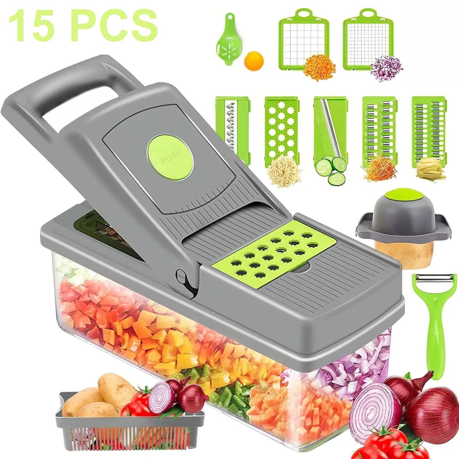 14-in-1 Multifunctional Food Chopper – Vegetable Slicer Dicer Fruit Cutter Kitchen Tool