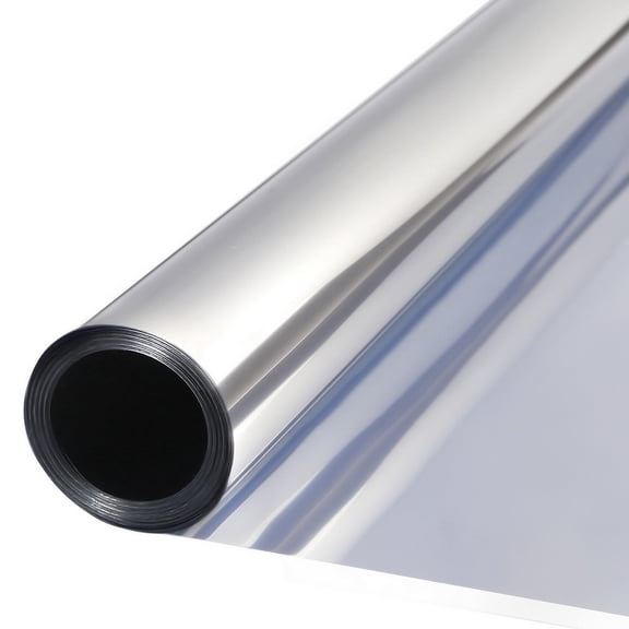 Hwawhin 35.43" x 196.85"One Way Privacy Window Film with Tools, Window Tint Adhesive Shatterproof Film for Home, Premium PET Heat Control Daytime Reflective Mirror Coverings, silver