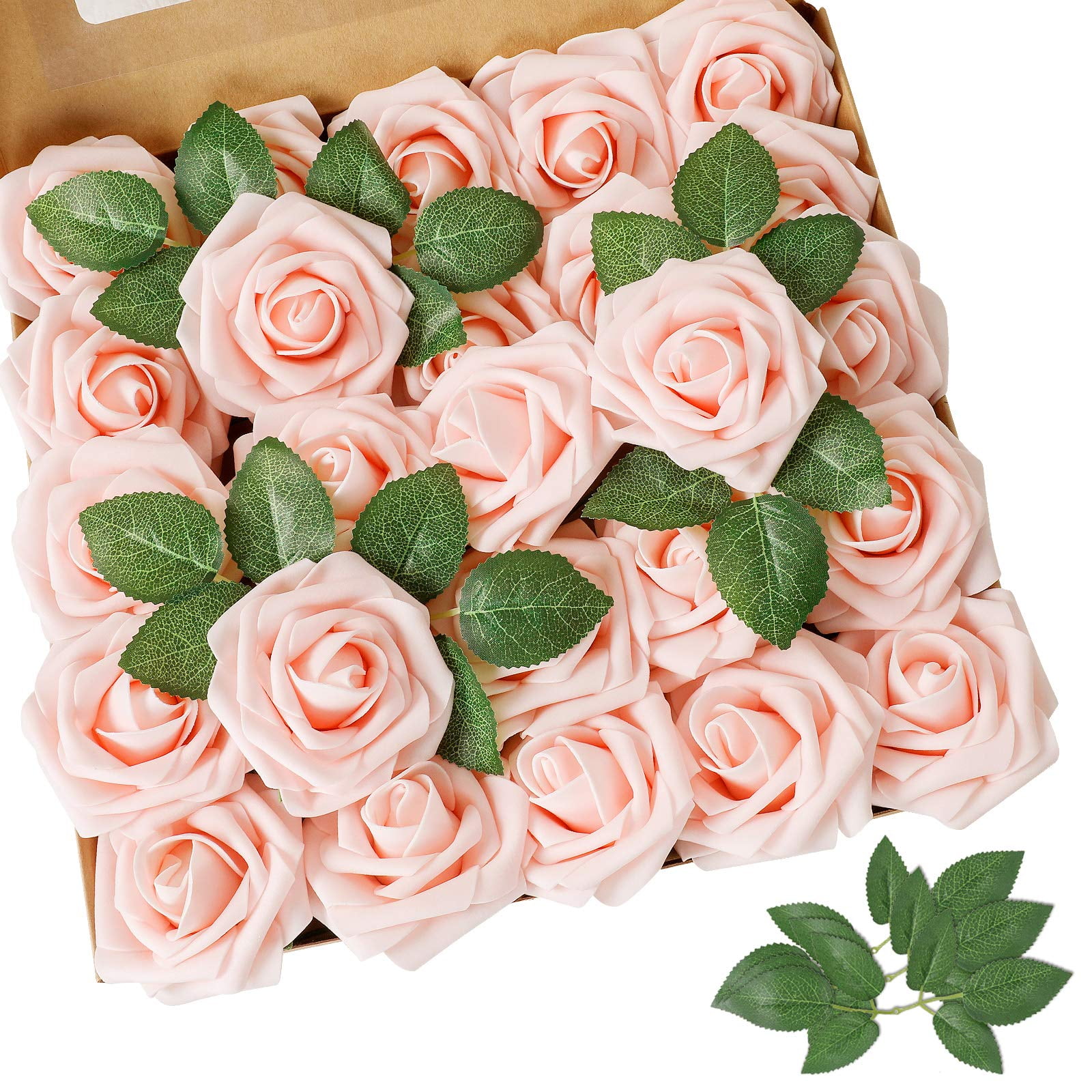 Fake Roses Gift Hwawhin 50Pcs Artificial Rose Flowers, Fake Flowers with Stems for ...