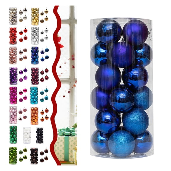 Hwkond 24pcs Christmas Decorative Balls, Christmas Hanging Ornaments, Electroplated Plastic Ball Barrel Christmas Ball, Christmas Tree Pendant Hanging Ball,Dark Blue(6cm/2.36in)