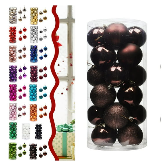 Hwkond 24pcs Christmas Decorative Balls, Christmas Hanging Ornaments, Electroplated Plastic Ball Barrel Christmas Ball, Christmas Tree Pendant Hanging Ball,coffee(8cm/3.15in)