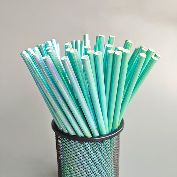 Hwkond 300PC Straws Disposable,Disposable Paper Straws Glitter Pearl Film Straws Straws Holiday Decoration