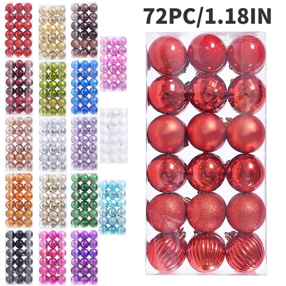 Hwkond 72PCS Christmas Balls Decorations Christmas Tree Ball Bauble Hanging Home Party Christmas Ornaments Balls (Red,1.18In)