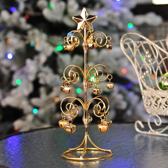 Hwkond Artificial Christmas Tree Tabletop Metal Christmas Tree Wrought Iron Ornament Display Stand Christmas Ornament 11 Inch Desktop Decorations Mini Xmas Tree