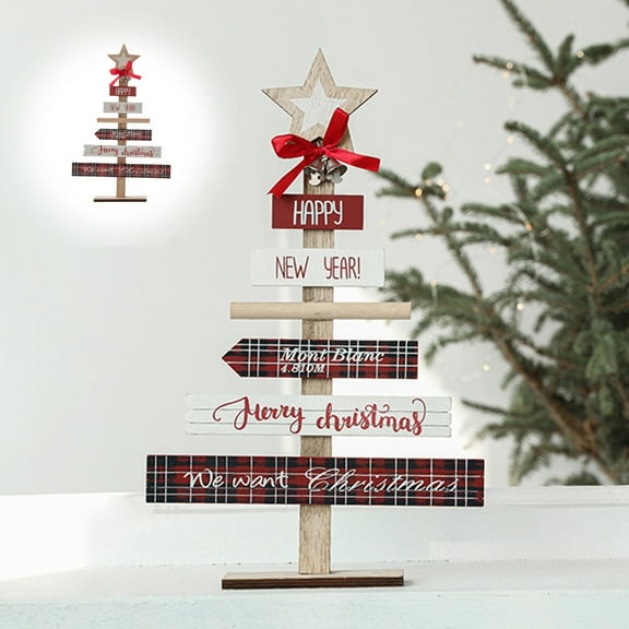 Hwkond Artificial Christmas Trees Christmas Decorations Wooden Christmas Tree Desktop Ornaments Christmas