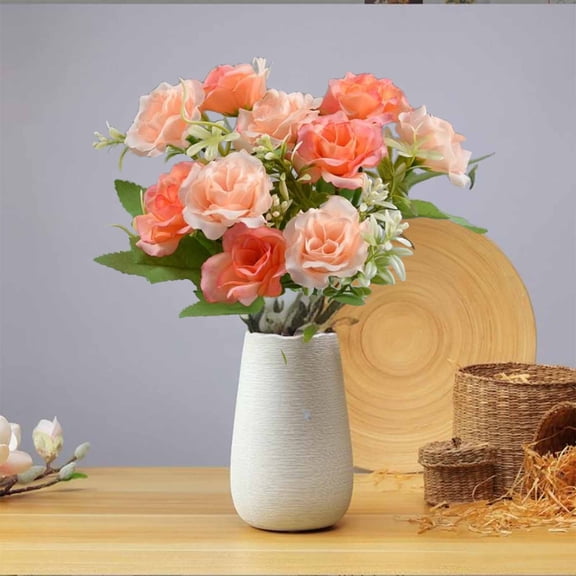 Hwkond Artificial Flowers For Outdoors Fake Flowers High-end Artificial Flowers Diamond Rose Artificial Flowers 5 Forks 10 Mini Roses Home Decoration Plastic Flowers,Orange