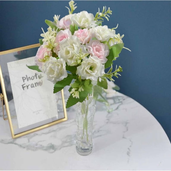 Hwkond Artificial Flowers For Outdoors Fake Flowers High-end Artificial Flowers Diamond Rose Artificial Flowers 5 Forks 10 Mini Roses Home Decoration Plastic Flowers,Yellow