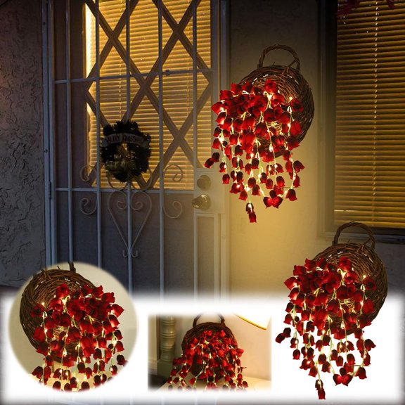 Hwkond Artificial Flowers for Outdoors 2024 New LED Suzuran Flower Light Basket Porch Simulation Flower Decorative Light Night Lights